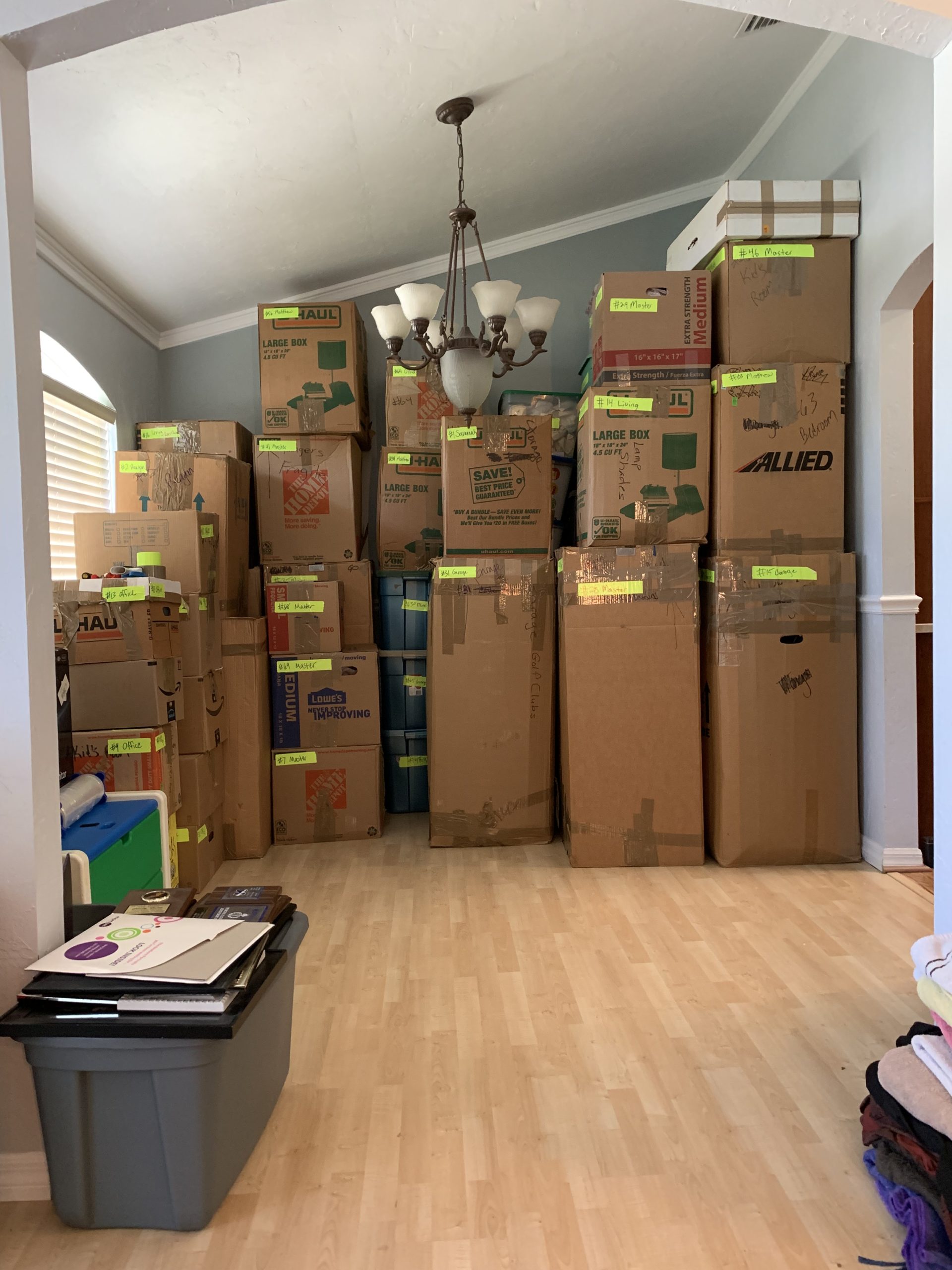 Labeled, stacked, and organized