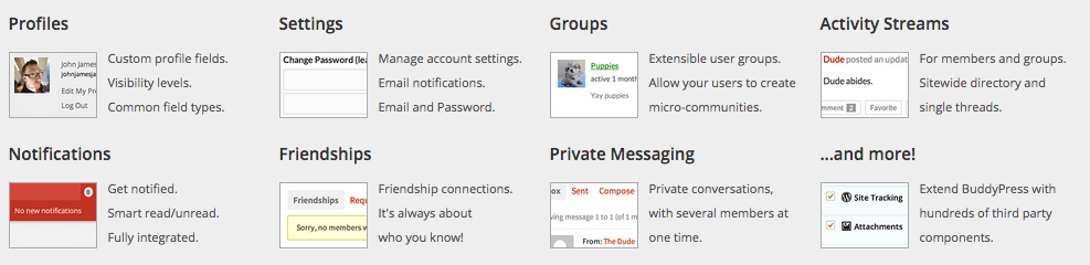BuddyPress Features